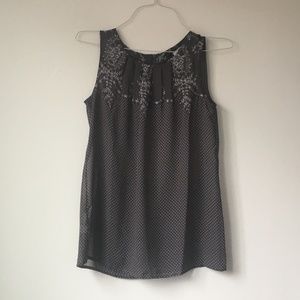 LOFT Grey and White Sleeveless Top